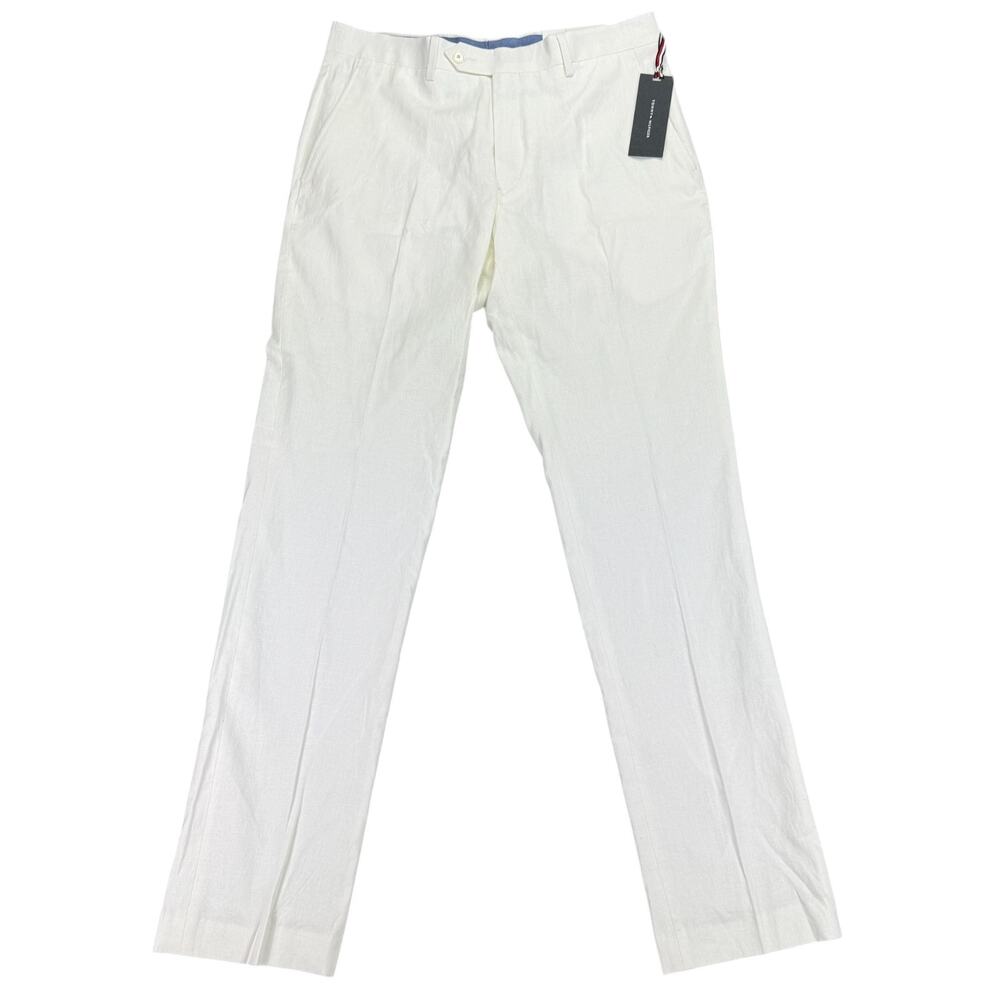 Tommy Hilfiger White Linen Slim Fit Dress Pants 32/32